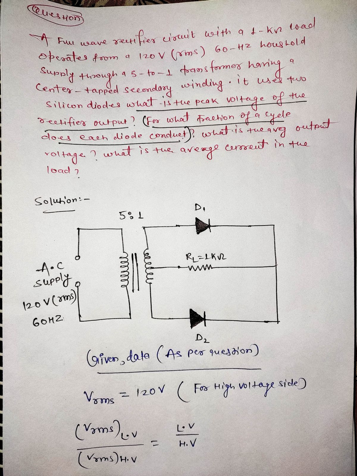 Electrical Engineering homework question answer, step 1, image 1