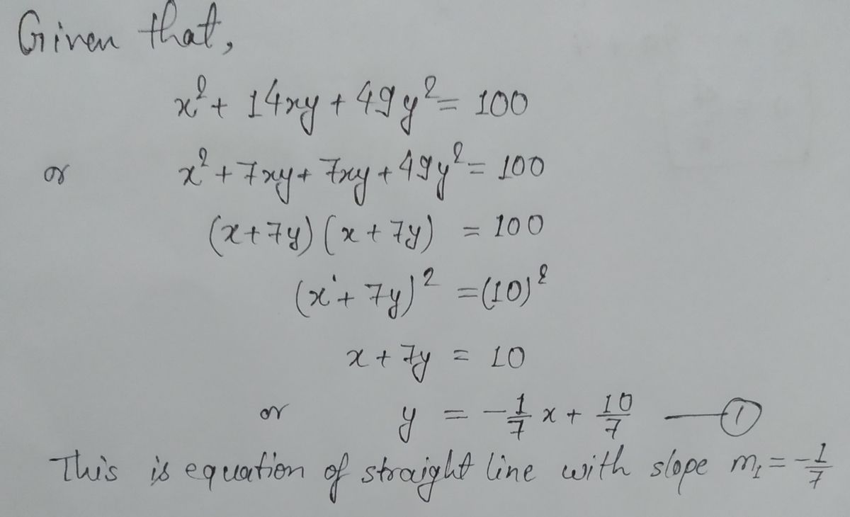 Answered Find The Point X Y Of X 2 14xy 49y 2 Bartleby