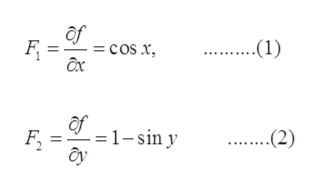 af
= cos x
axc
(1)
af
= 1 - sin y
(2)
