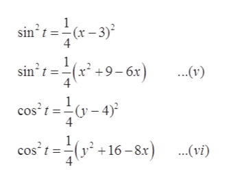 sin2t (x-3)
4
1
sin'tx+9-6x)
..v)
4
1
cos2t(y-4)
cos't 16-8x) (vi)
4
