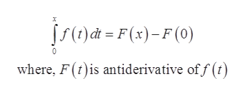 s()dt=F(x)-F(0)
where, F(t)is antiderivative off ()
