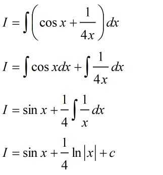 Answered: Integral (cos(x)+1/4x)dx to find the… | bartleby