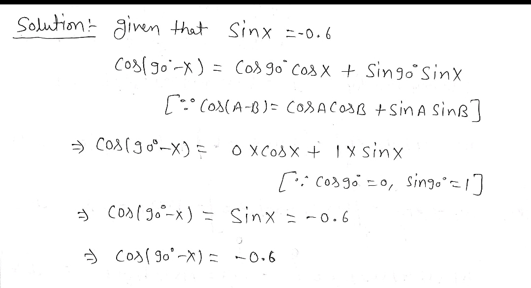cos(90-x)=sin(x) - Trigonometry