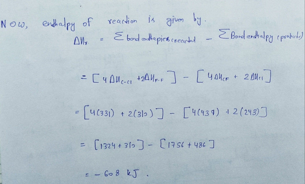 Answered Use the molar bond enthalpy data in the bartleby