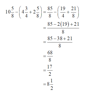 19 21
5
10
3
85
4
+2
8.
4
85 – 2(19) +21
85 – 38+21
68
17
2
= 8
2
||
||
