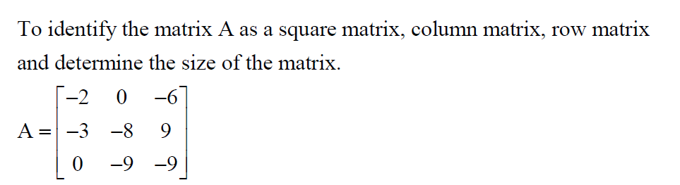 Answered Identify the matrix A as a square bartleby