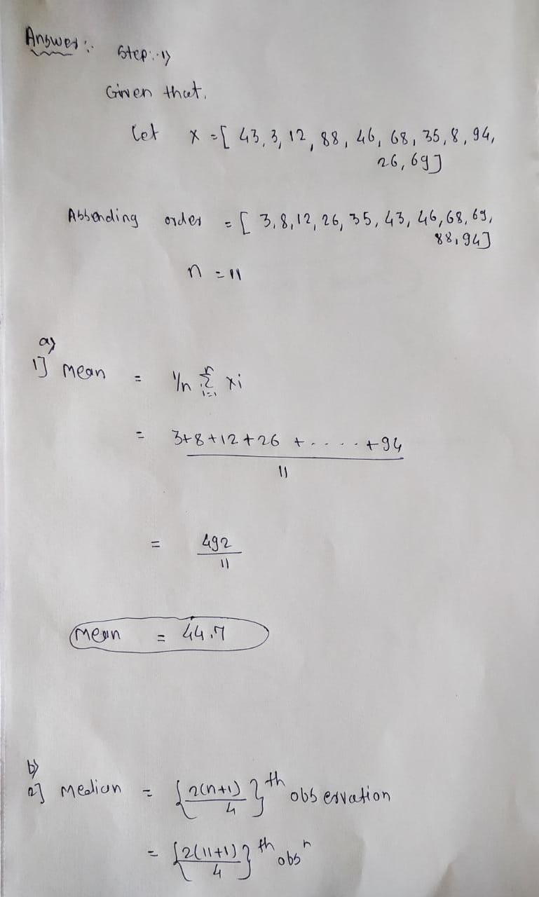 Statistics homework question answer, step 1, image 1