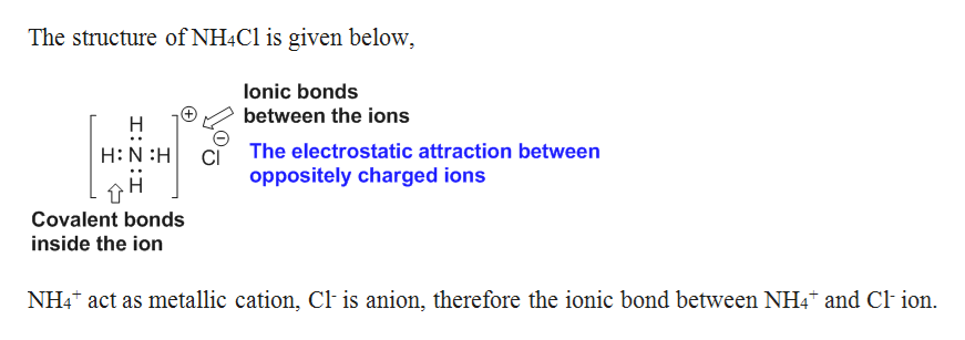 Draw the Lewis Dot Structure for ammonium chloride, NH4Cl