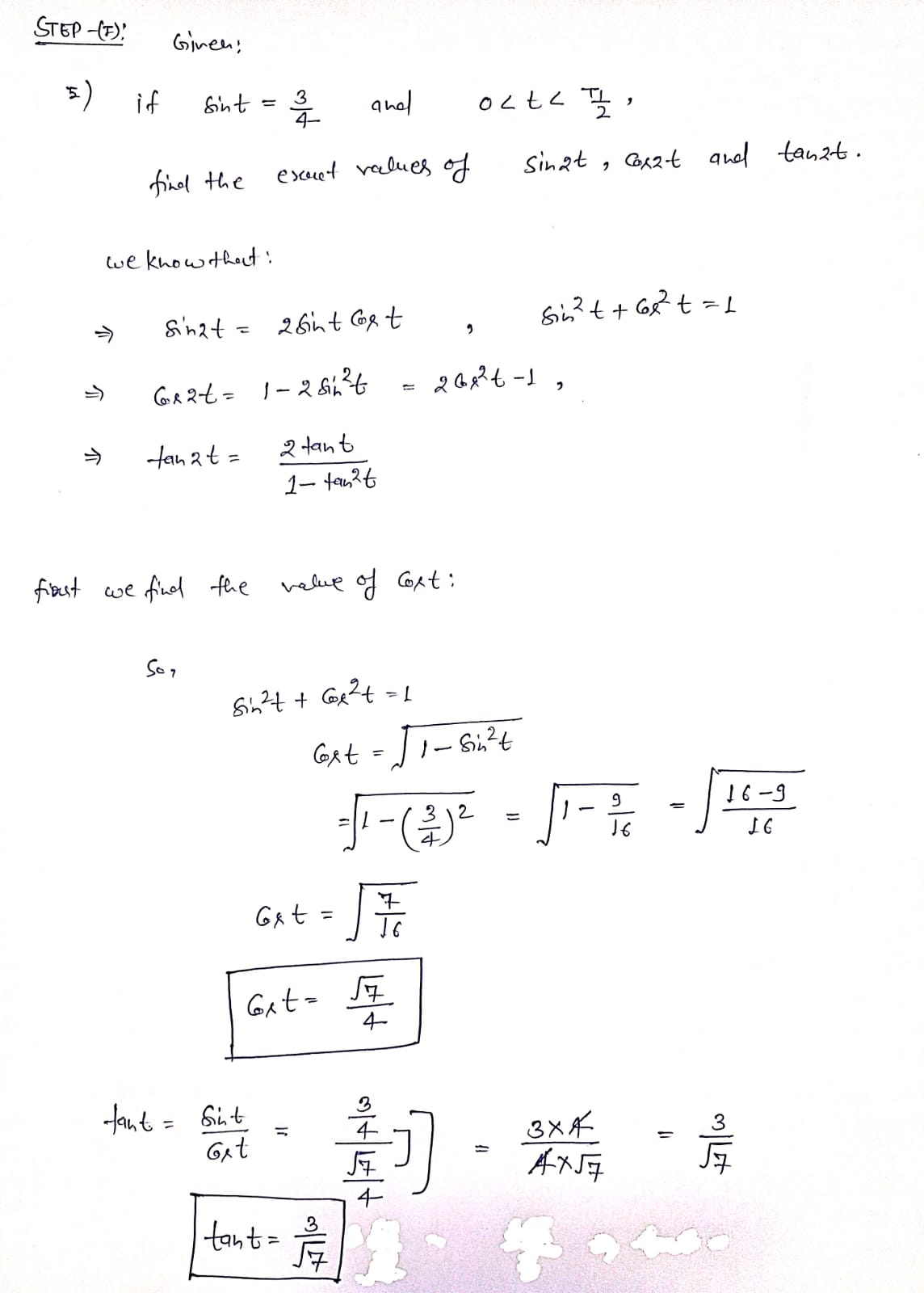 Trigonometry homework question answer, step 1, image 1