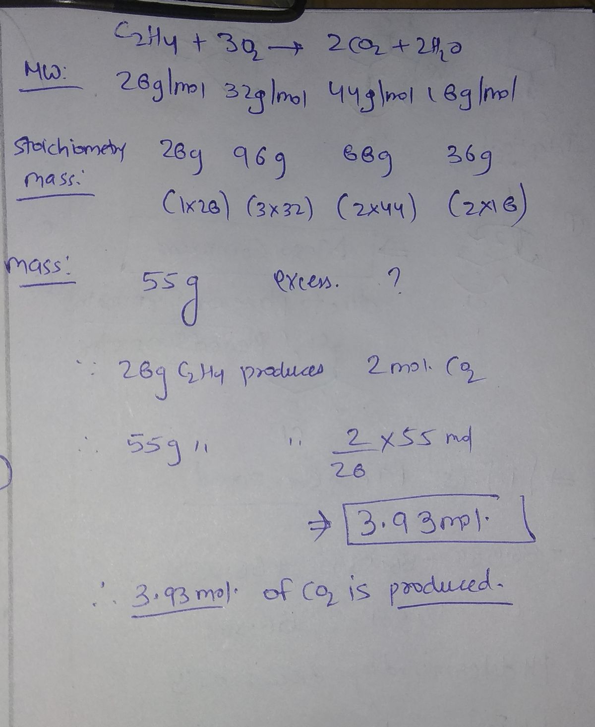 Answered C2H4 302 2CO2 2H2O If the reaction bartleby