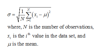 Σ-Α
where, N is the number of observations,
x is the i value in the data set, and
is the mean

