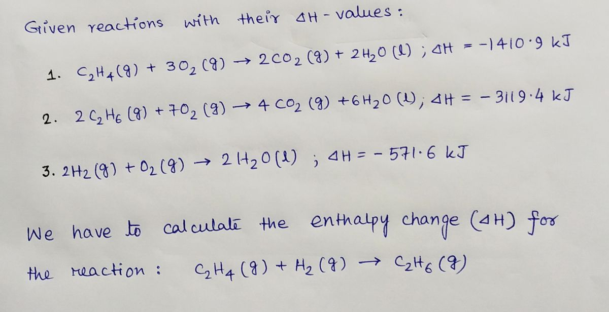 Answered Calculate the enthalpy change for the bartleby