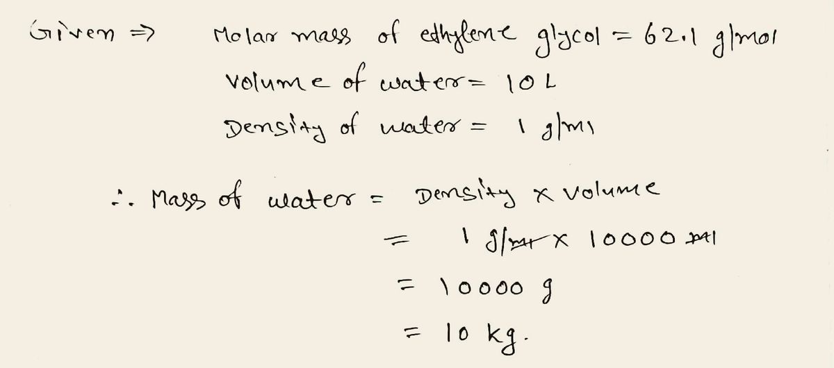 Answered What mass of ethylene glycol C2H6O2 bartleby