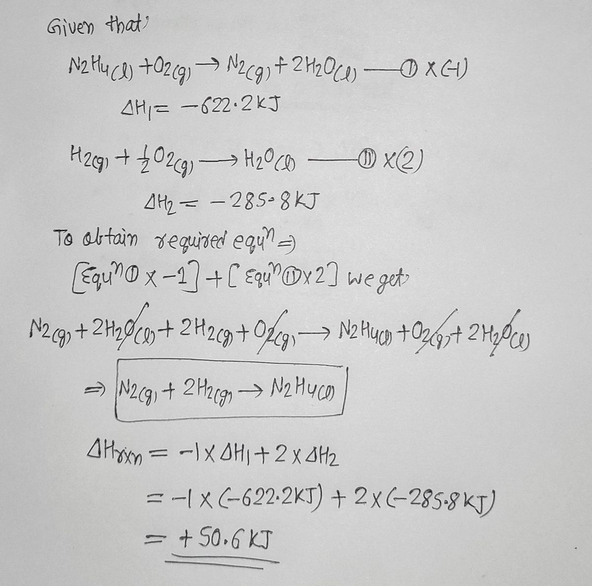 Answered Hydrazine N2 H4 is a colorless liquid bartleby