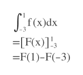 Lf(x)dx
J-3
=[F(x)]!3
=F(1)-F(-3)
