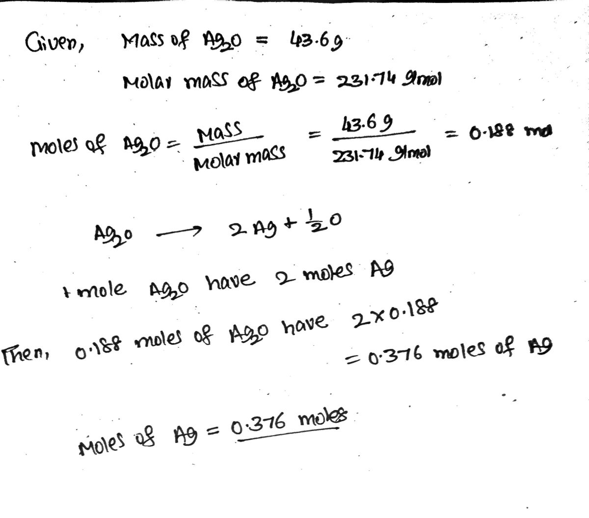 Answered Determine the quantity in moles of Ag bartleby