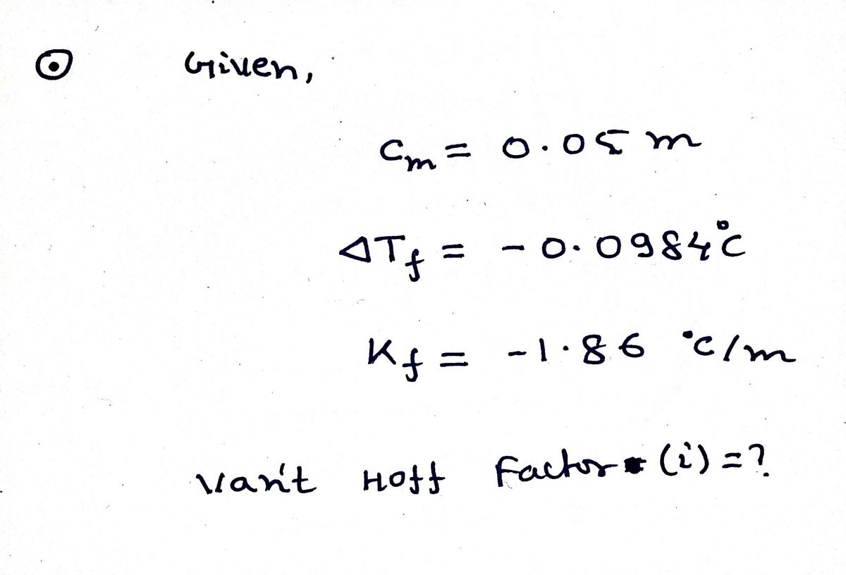 Answered Calculate the van t Hoff factor of a bartleby