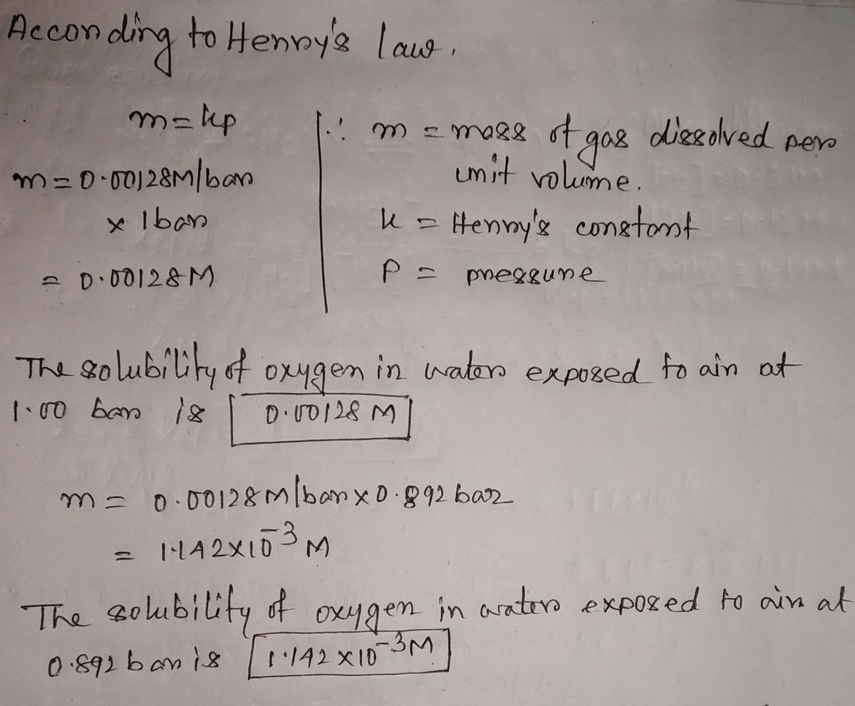 Answered At 298 K the Henry s law constant for bartleby