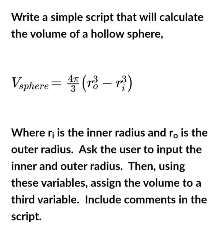 How to find the sale volume of a hollow sphere