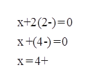 x+2(2-) 0
x+(4- 0
x 4+
