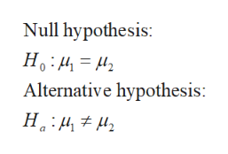 Null hypothesis:
in='nH
Alternative hypothesis:
H 2

