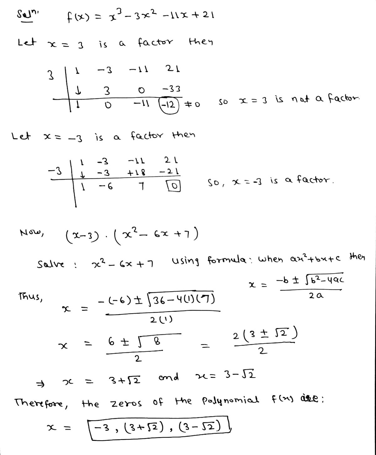 Answered: Find all zeros of f(x) = x³ – 3x2 – 1lr… | bartleby