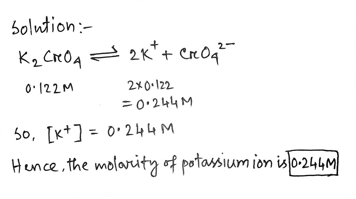 Answered What is the molarity of potassium ions bartleby