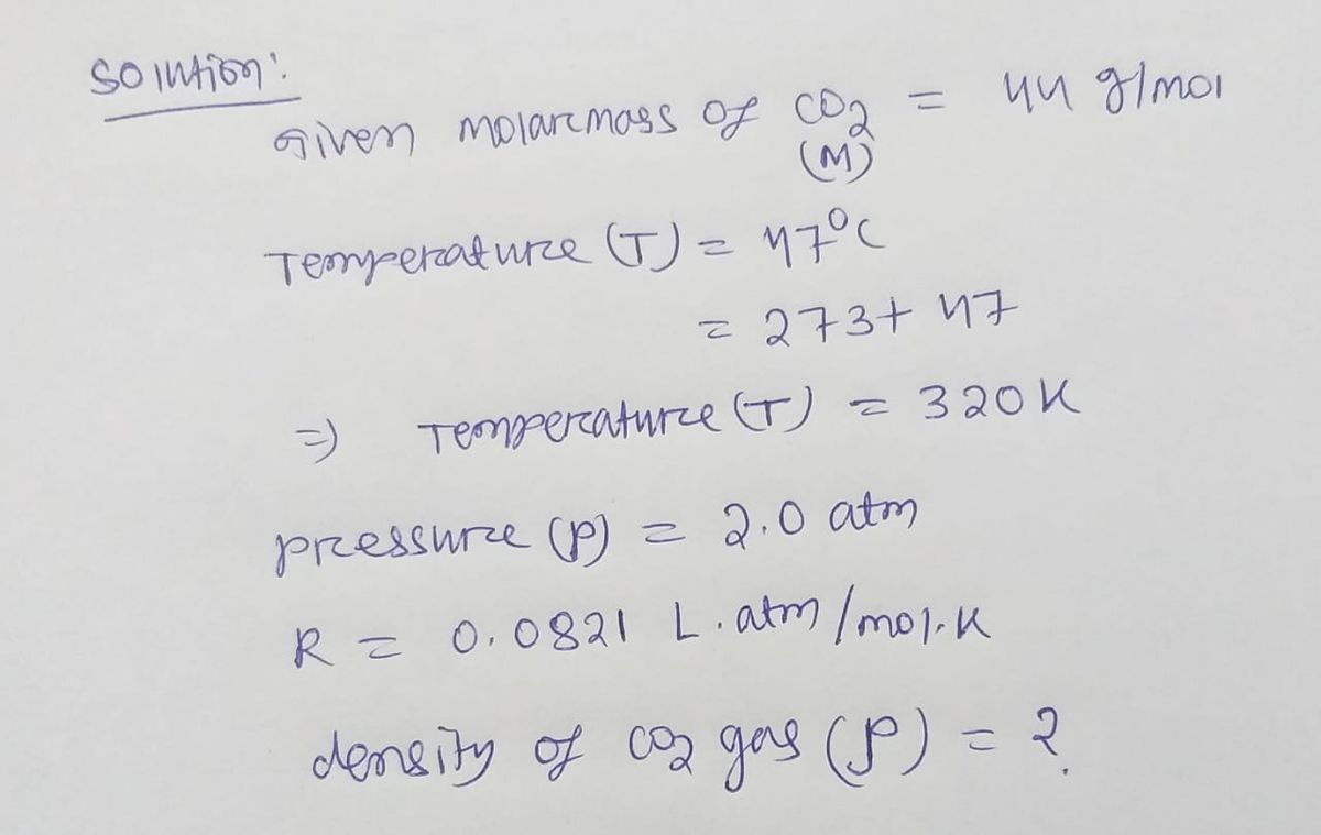 Answered Calculate the density of CO2 gas MM bartleby