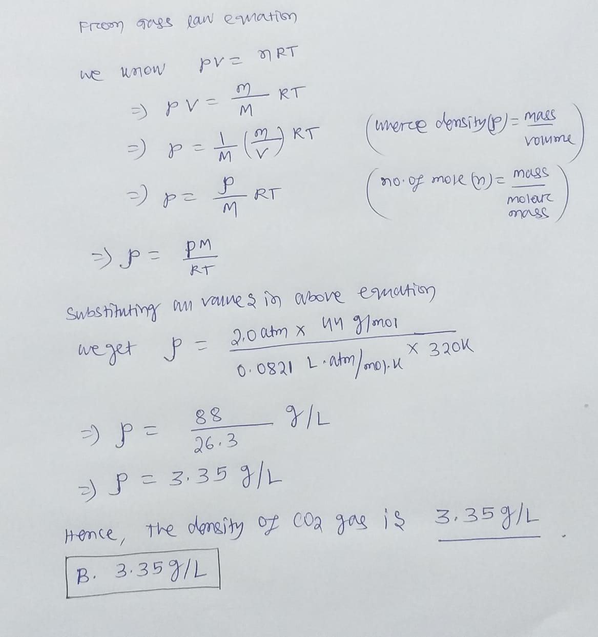 Answered Calculate the density of CO2 gas MM bartleby