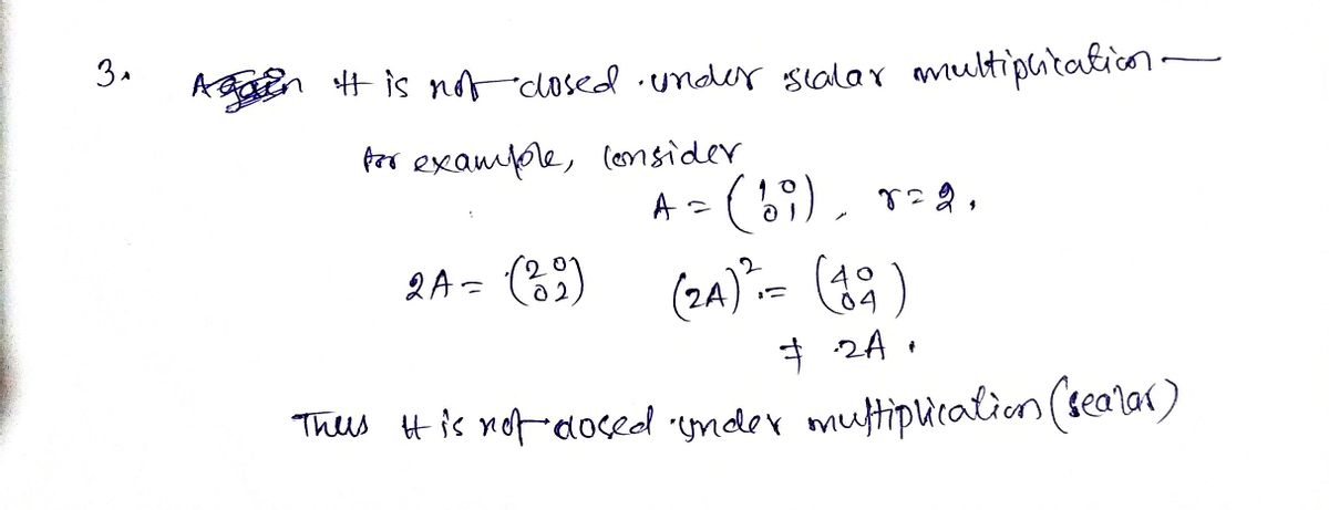 Answered 3. Is H closed under scalar bartleby