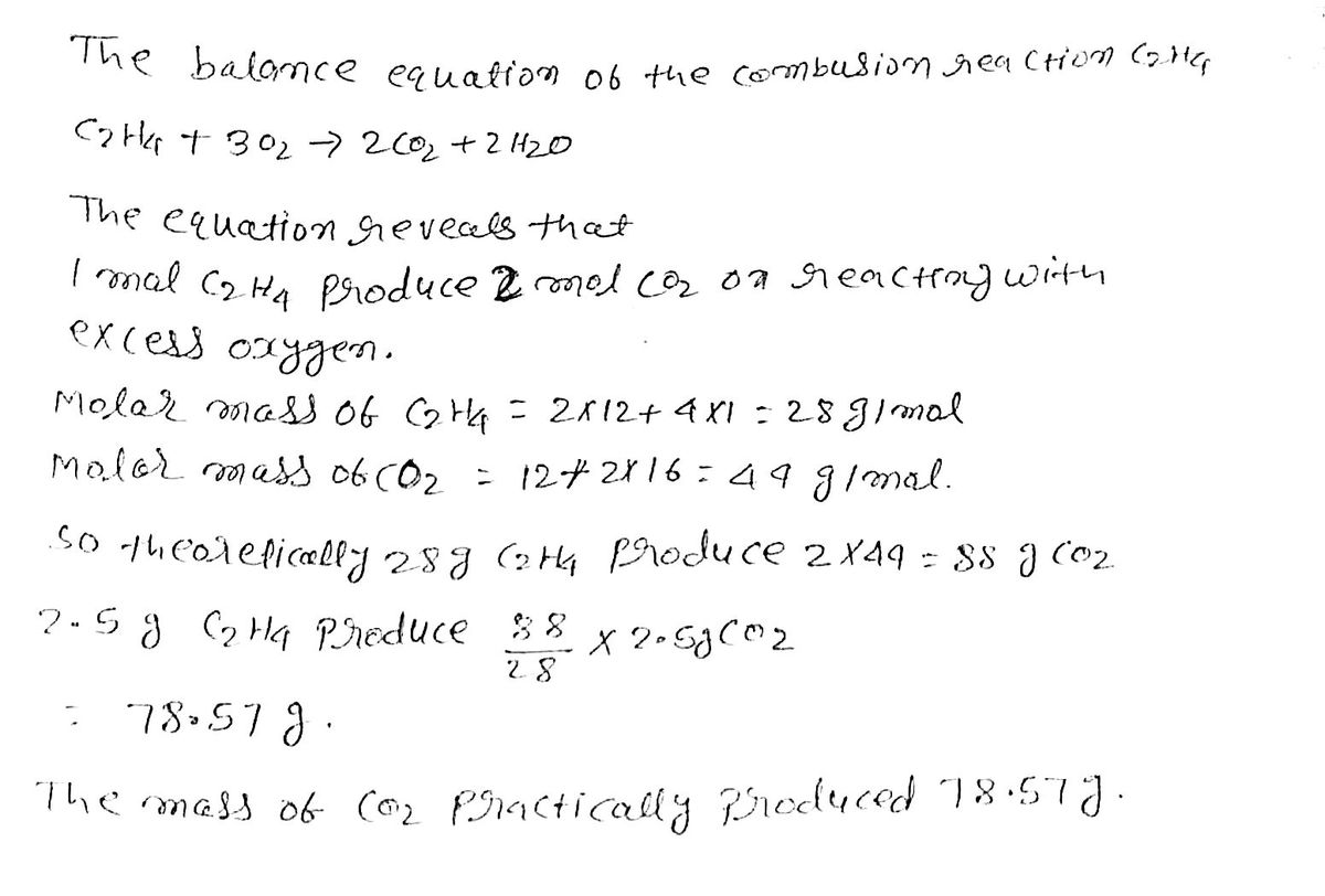 Answered If you are given 2.5g of C2H4 and 2.75g bartleby