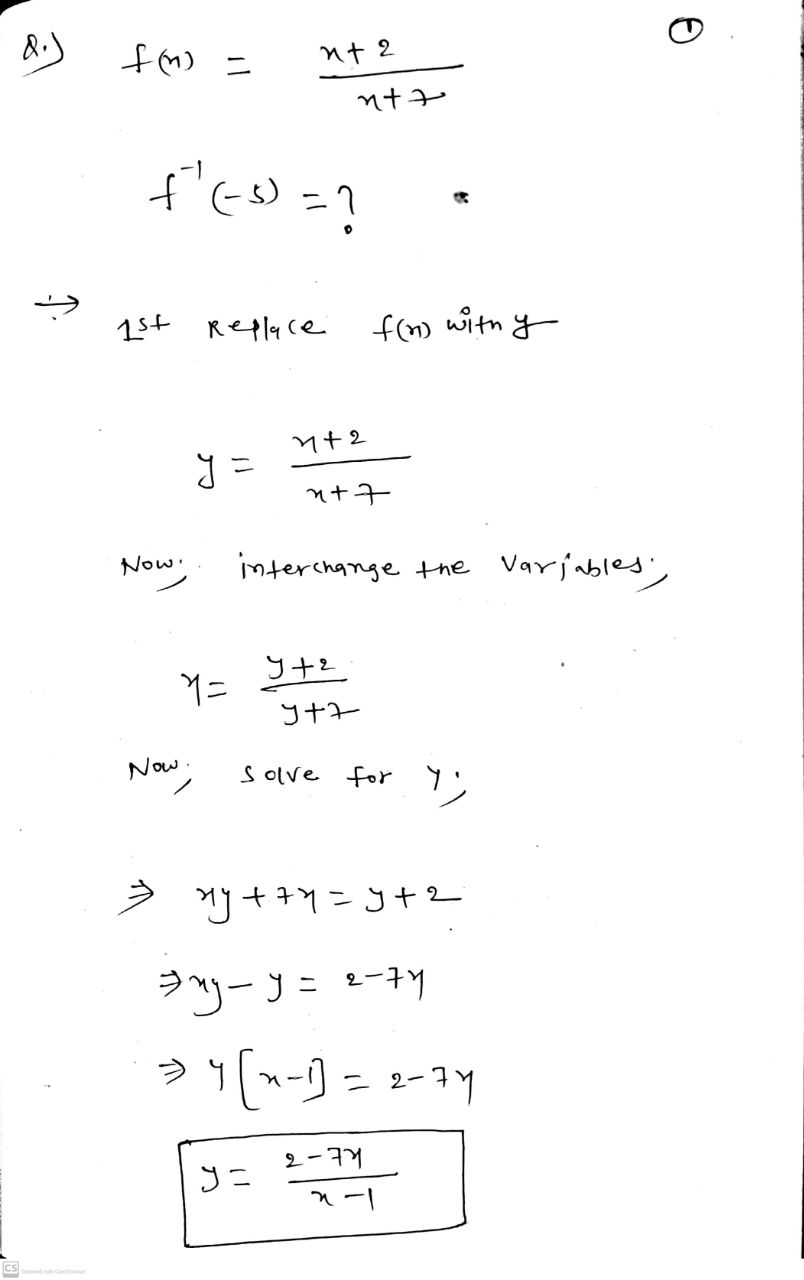 Algebra homework question answer, step 1, image 1