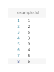 example.txt
1 1
2
6
3
4
4
6
5
7
8
