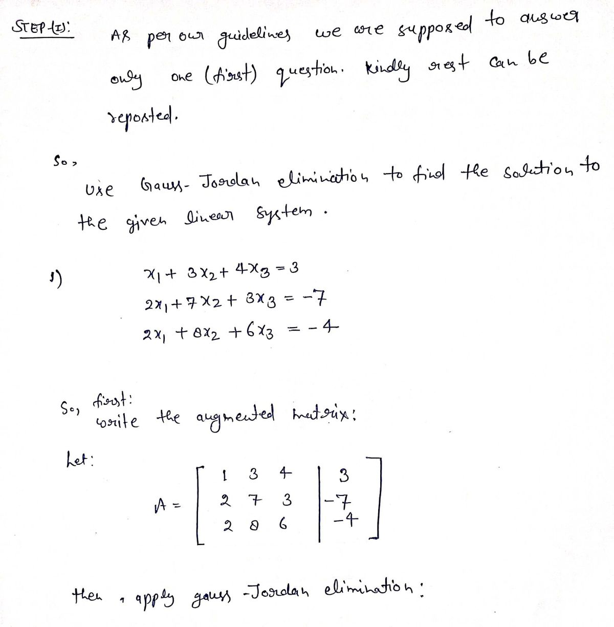 Algebra homework question answer, step 1, image 1