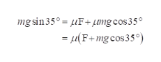 mg sin 35° uF+ Lumg cos 35°
u(F+mg cos35)
