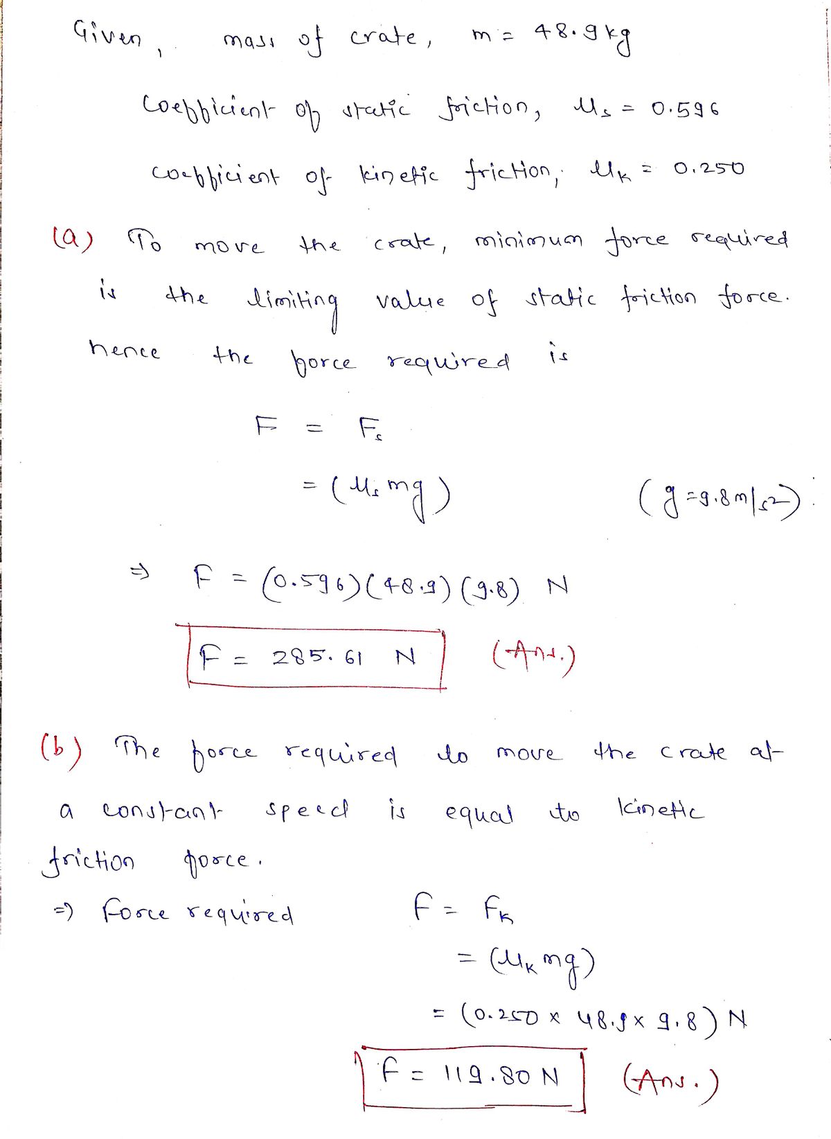 Physics homework question answer, step 1, image 1