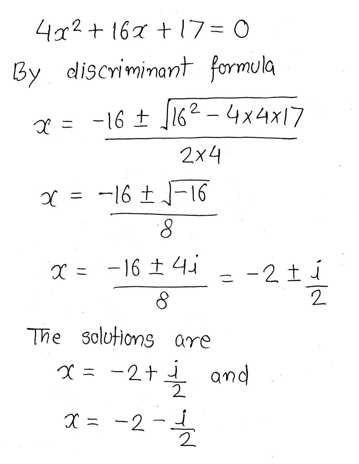 Example 7 - Find discriminant of 2x2 - 4x + 3 = 0 - Examples