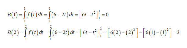 1
B(1)- f)di-j(6-2t)dt - [6r--0
__
=
2
2
B(2)-5)d[(6-21) d - [r-f[6(2)-(2)]6)-(]3
=6t
=
1
