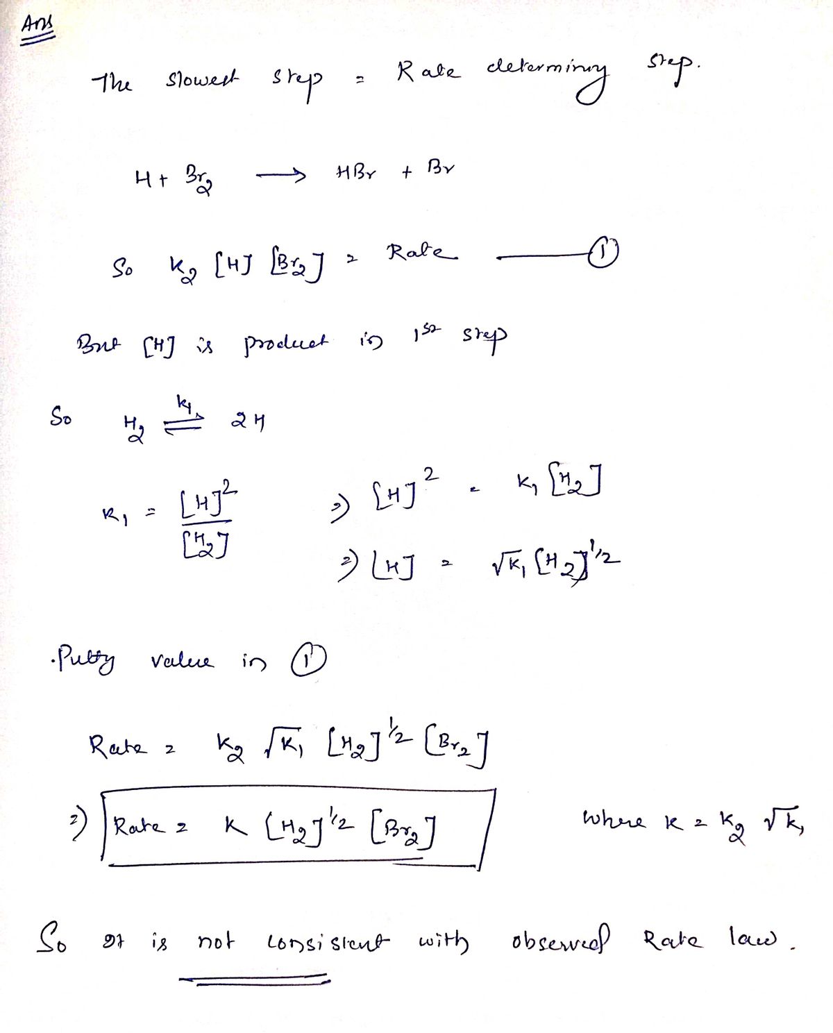 Answered Derive a rate law for the following bartleby