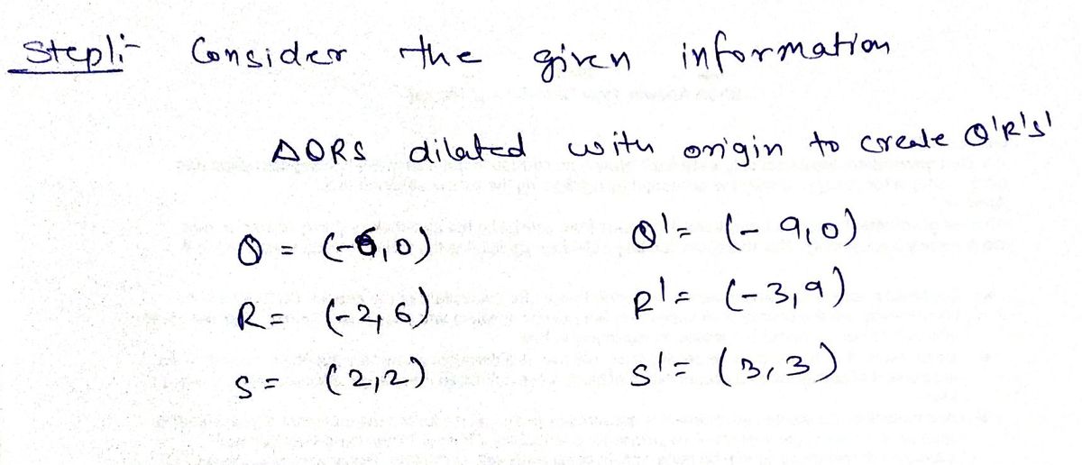 Describe the counterclockwise rotation that maps triangle QRS to triangle  Q'R'S' 