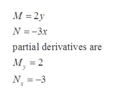 м
= 2y
N -3x
partial derivatives are
М. 3D2
N-3
