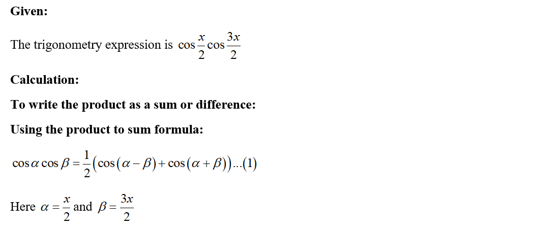 Trigonometry homework question answer, step 1, image 1