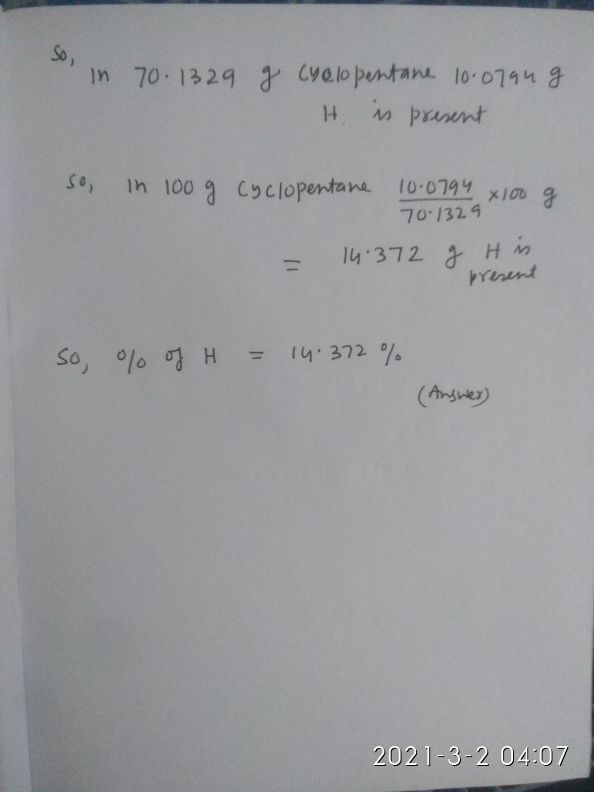 Answered What is the percent by mass of H in bartleby