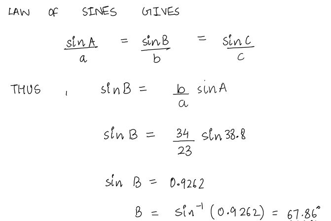 Answered Use The Law Os Sines To Sovle Triangle Bartleby