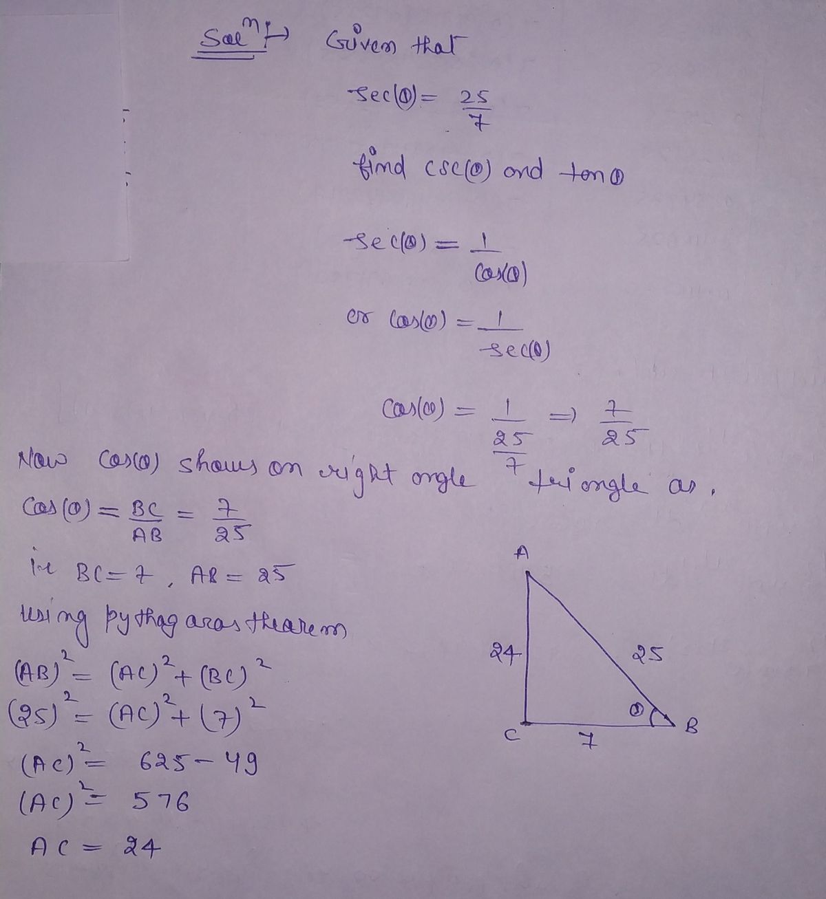 Trigonometry homework question answer, step 1, image 1