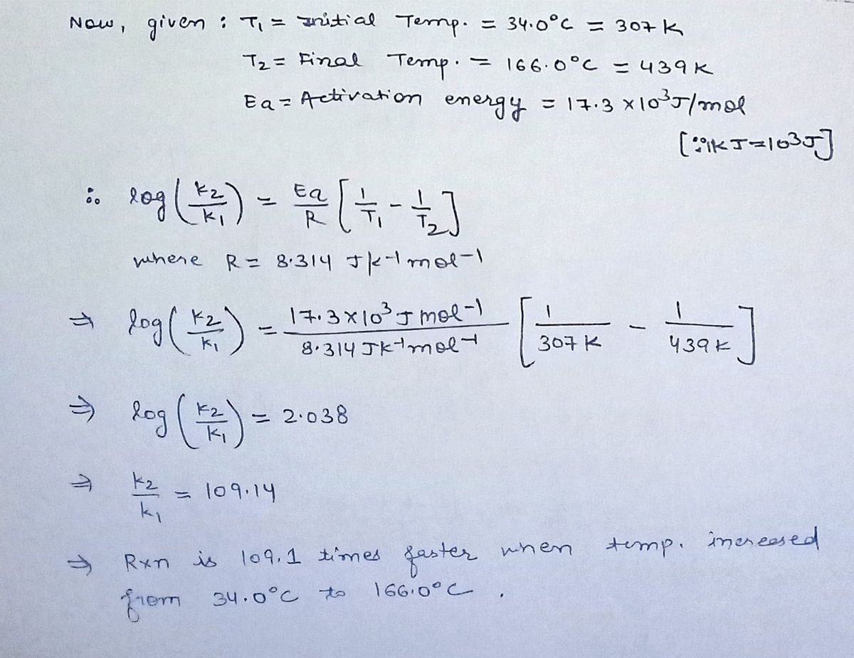 Answered A chemical reaction follows this bartleby