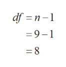 df =n -1
= 9–1
