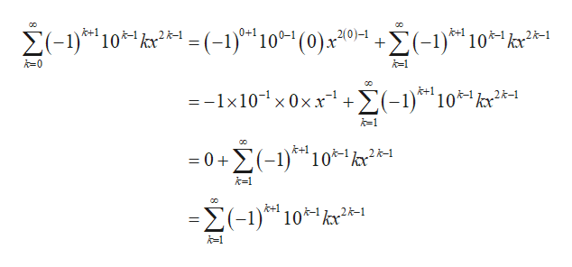 Σ-)0 ke- (-1)** 10*' (0) >20 Σ-1)"
k+1
= (-1)'10-1(0)x20)-1
2k-1
Σ-1)"10*" kκ.
k-0
k-1
k+1
-1x10' x 0x x1 +1)10-1 κ
2k-1
k1
k+1
0(-1) 10*-1kx2*-1
k1
k+1
-Σ-1)104" kλ-
Ε
k-1
