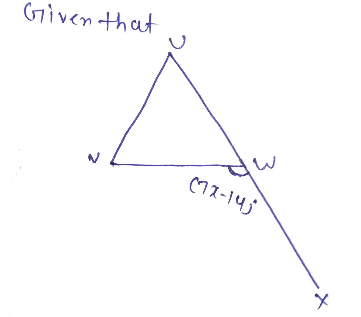 Two lines extend from point S to create a right angle. The vertical line  extends from point S through point 