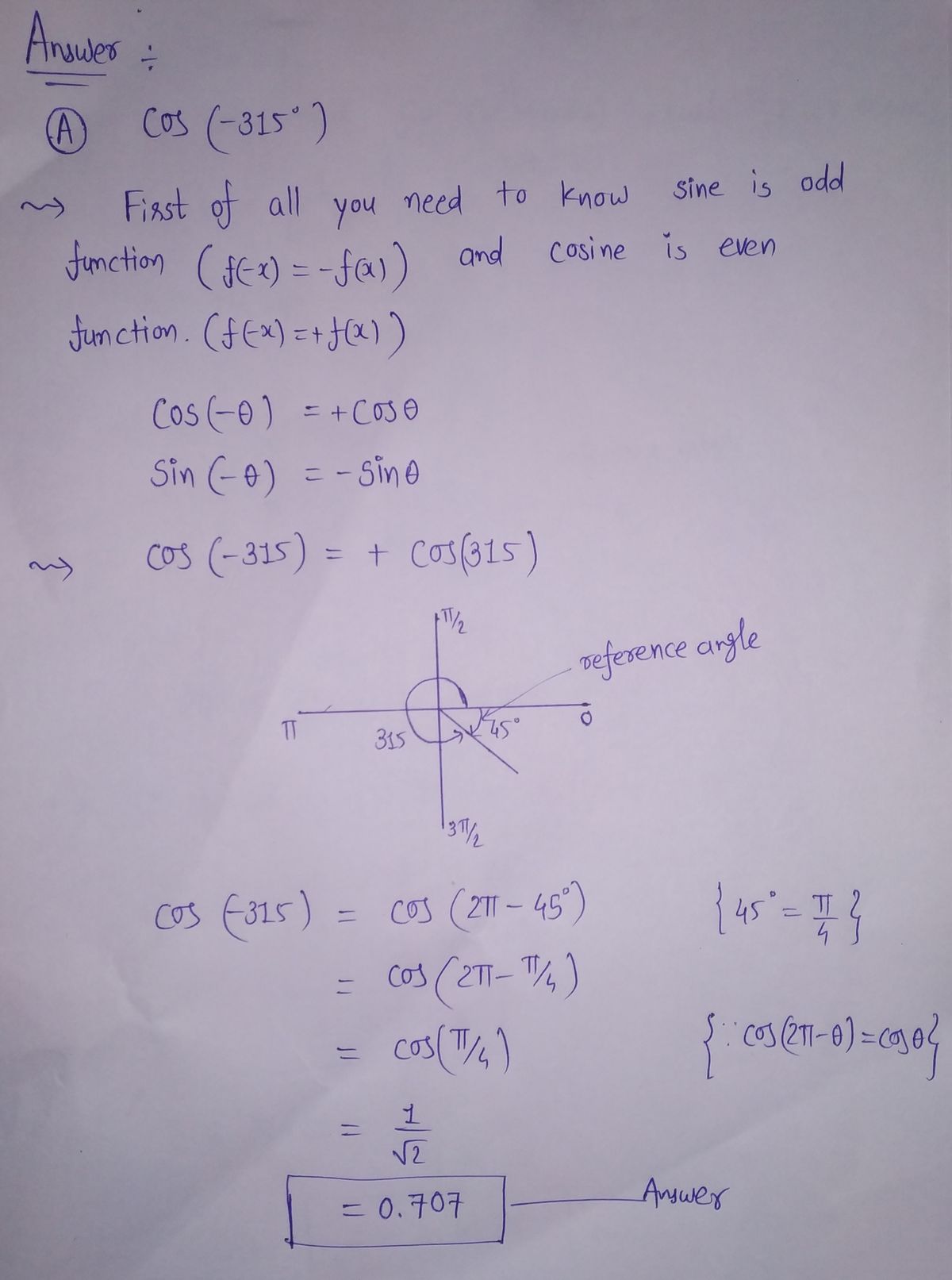 Trigonometry homework question answer, step 1, image 1